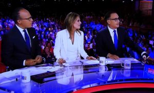 Moderators Lester Holt, Savannah Guthrie, and Jose Diaz Balart moderated the first Democratic candidates' debate.