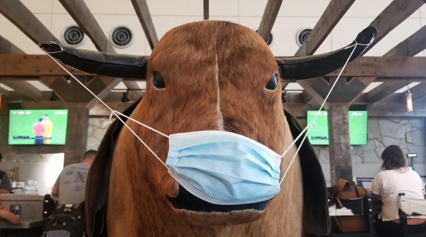 Mechanical Bull at Rdu Sends a Message to Mask-up