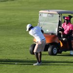 Eric Huruko swings at the ball in the final hole. - Photo By Mary Ndole