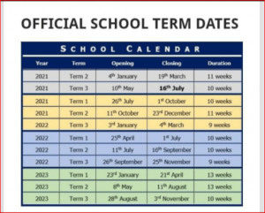 Official School Term Dates