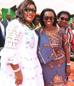 Martha Karua pose for a photo with Mrs Ida Odinga, wife of former Prime Minister Raila Odinga