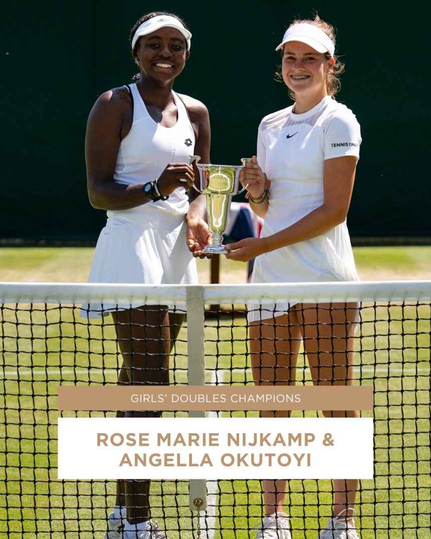 KENYA’S OKUTOYI AND DUTCH PARTNER NIJKAMP WIN GIRLS’ TENNIS DOUBLES AT WIMBLEDON