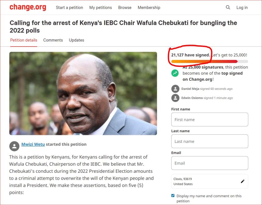 PETITION CALLING FOR CHEBUKATI’S ARREST GOES VIRAL