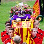 Queen Elizabeth coffin with instruments of the state