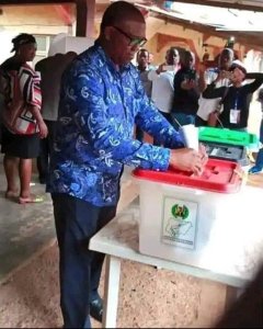 Labour Party Presidential Candidate voting at an election