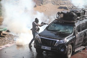 Police attack on the media embedded with Azimio La Umoja leader Raila Odinga In the anti-government protest dubbed "maandamano."