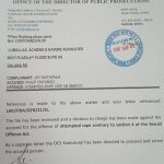 ODPP letter authorizing Onyango's arrest on attempted rape charges