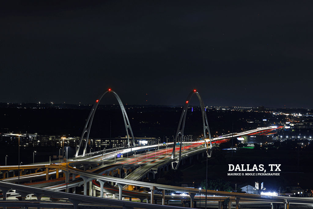Margaret McDermont Bridge at night, Dallas, Texas