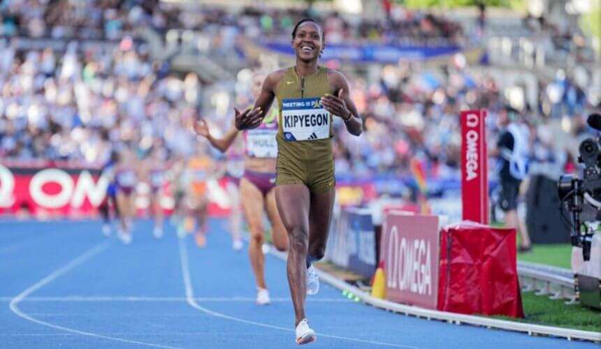 Kipyegon Shatters Her Own 1500m World Record at Paris Diamond League