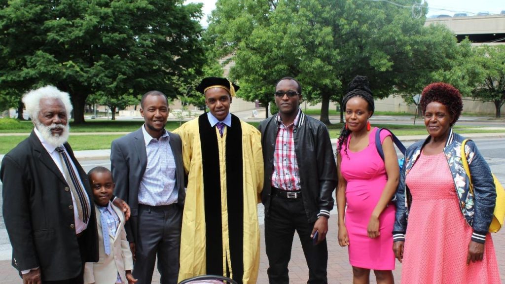Stephen Njau and his family after his graduation.