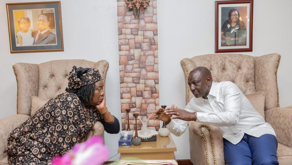 Mama Ida Odinga visits with President William Ruto at her home in Karen, Nairobi