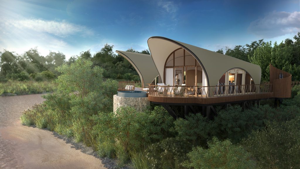 A treetop guest suite at the Ritz-Carlton Maasai Mara Safari Camp overlooks the Sand River, offering elevated views of the surrounding landscape. Courtesy of Ritz-Carlton Hotel.