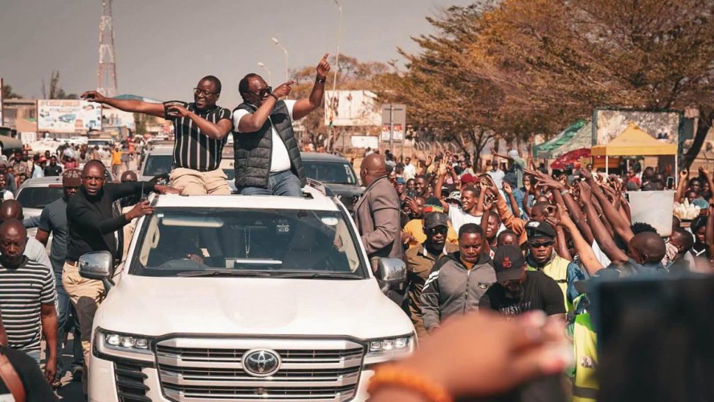 Opposition leader Brian Mundubile, shown campaigning ahead of Zambia's Aug. 13 election, has said he will challenge the results in court and has called a security raid at his home an attempt on his life. | Mundubile campaign/Facebook